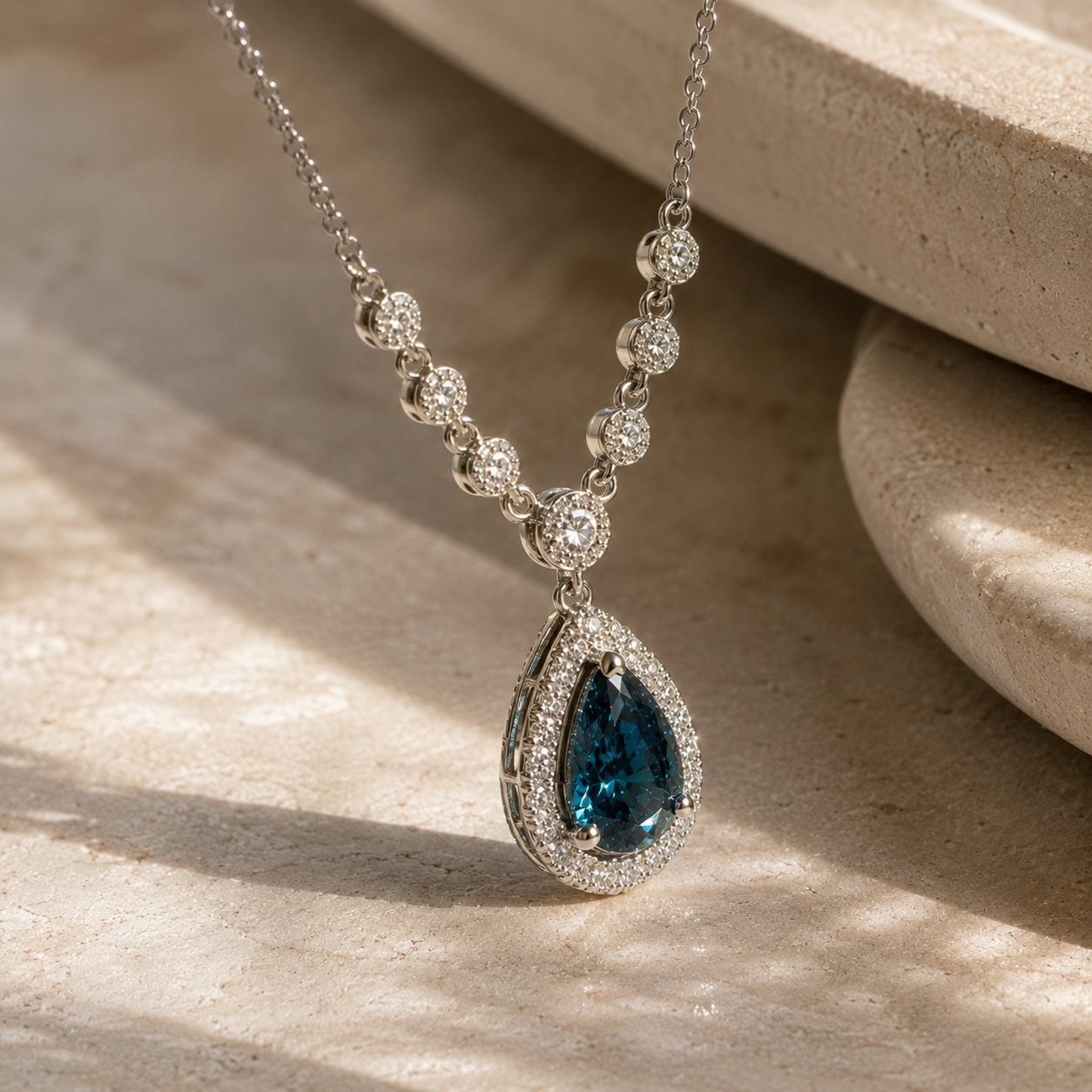 Certified Blue Diamond Drip Necklace