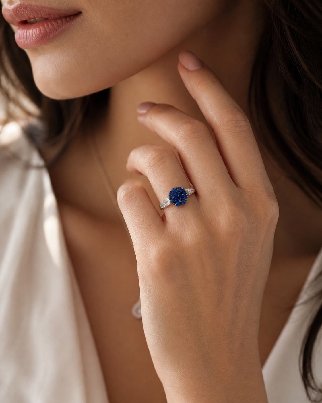 Blue Bubbles Solitaire Ring Blue Sapphire