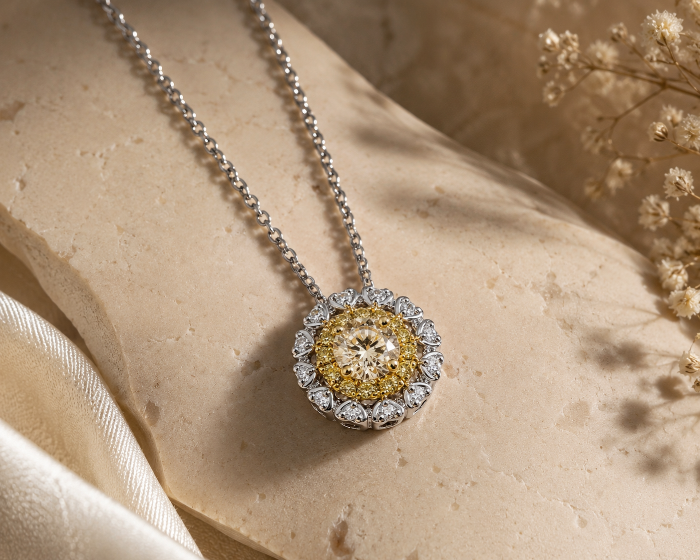 Solstice Yellow & White Diamond Pendant Yellow Diamond