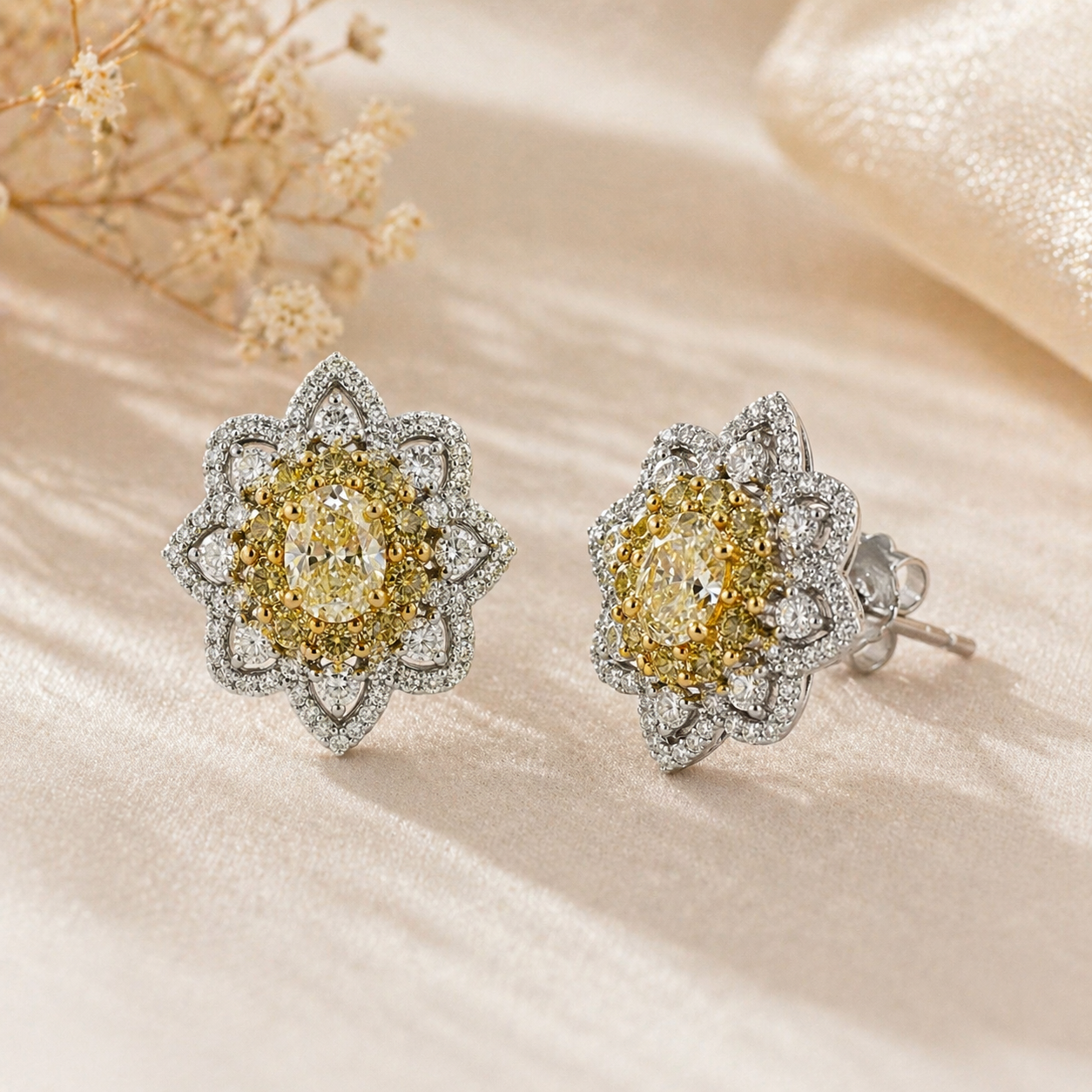 Magnolia Diamond Studs Yellow Diamond