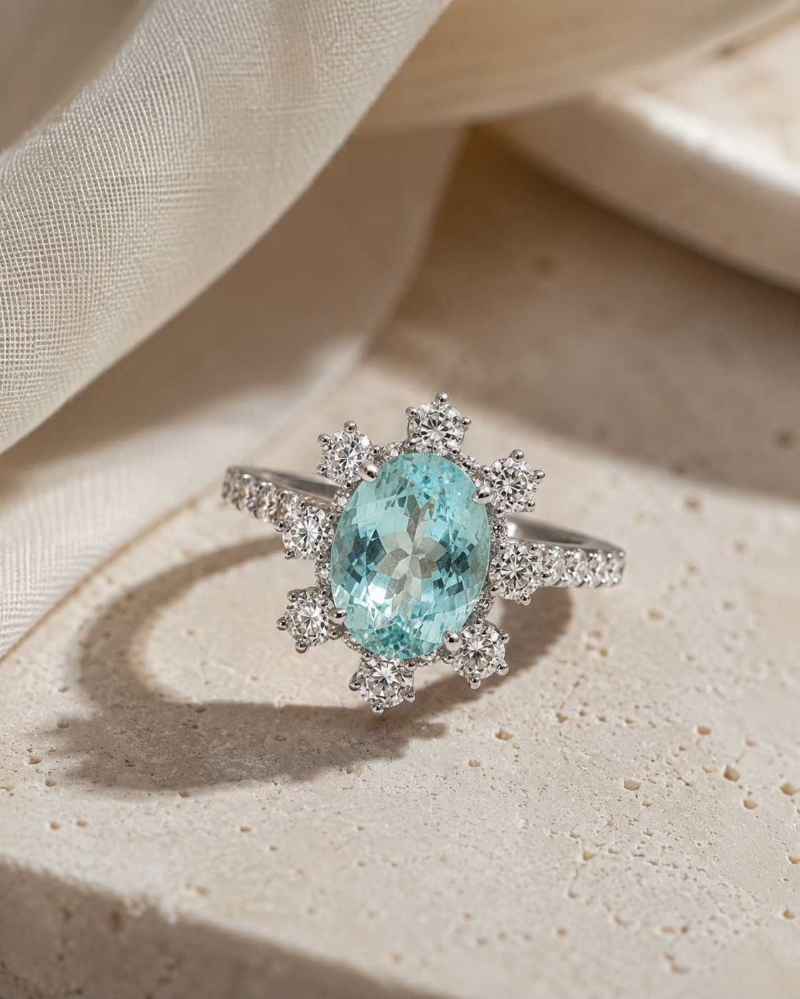GIA Diamond Snowflake & Paraiba Ring