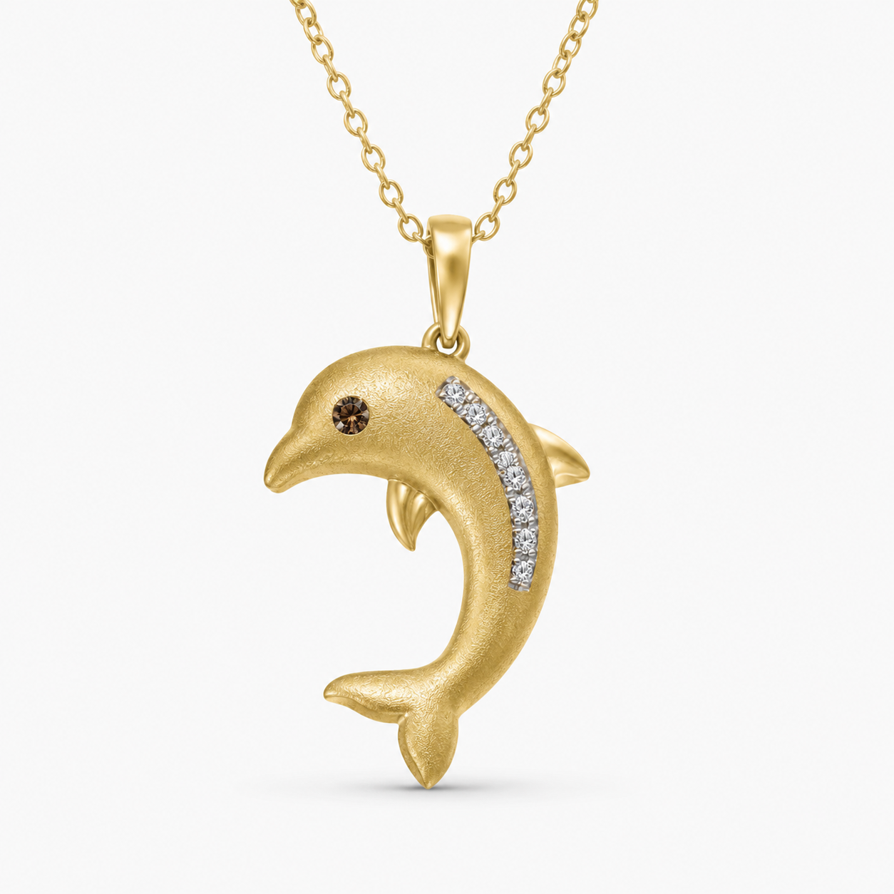 Dolphin Diamond Pendant Necklace