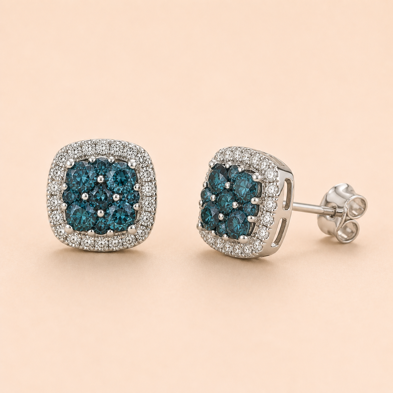Blue Diamond Mosaic Stud Earrings blue diamond