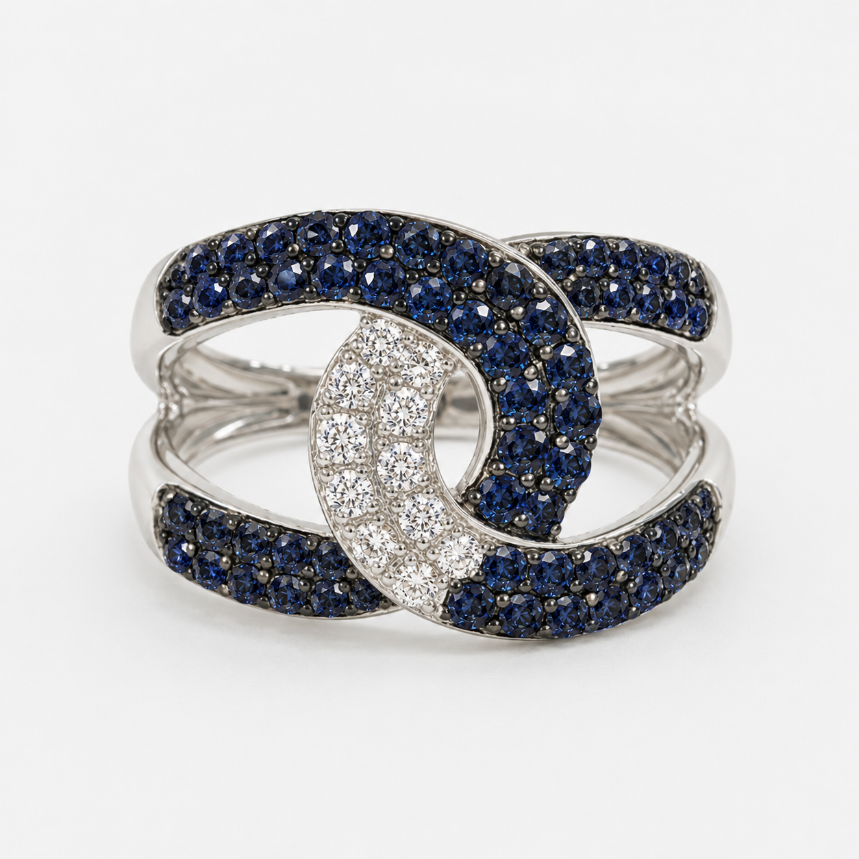 Interlocking Diamond & Sapphire Ring