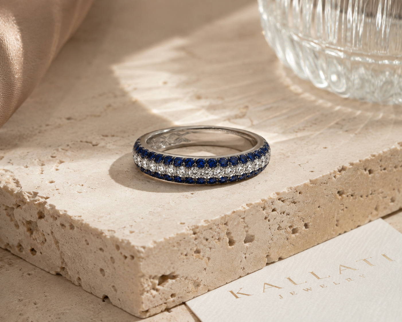 Trio Row Sapphire & Diamond Band