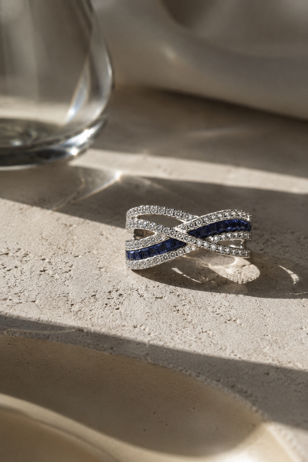 Waving Roads Blue Sapphire & Diamond Ring