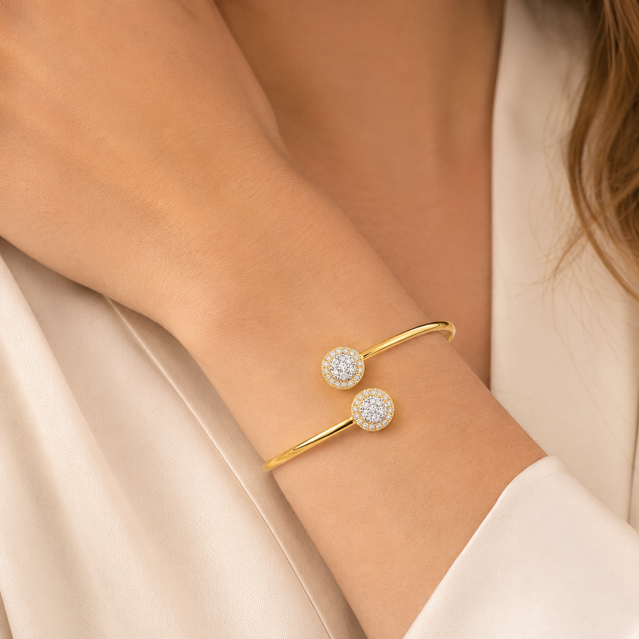 Bubble White Diamond  Bangle BOLD GOLD