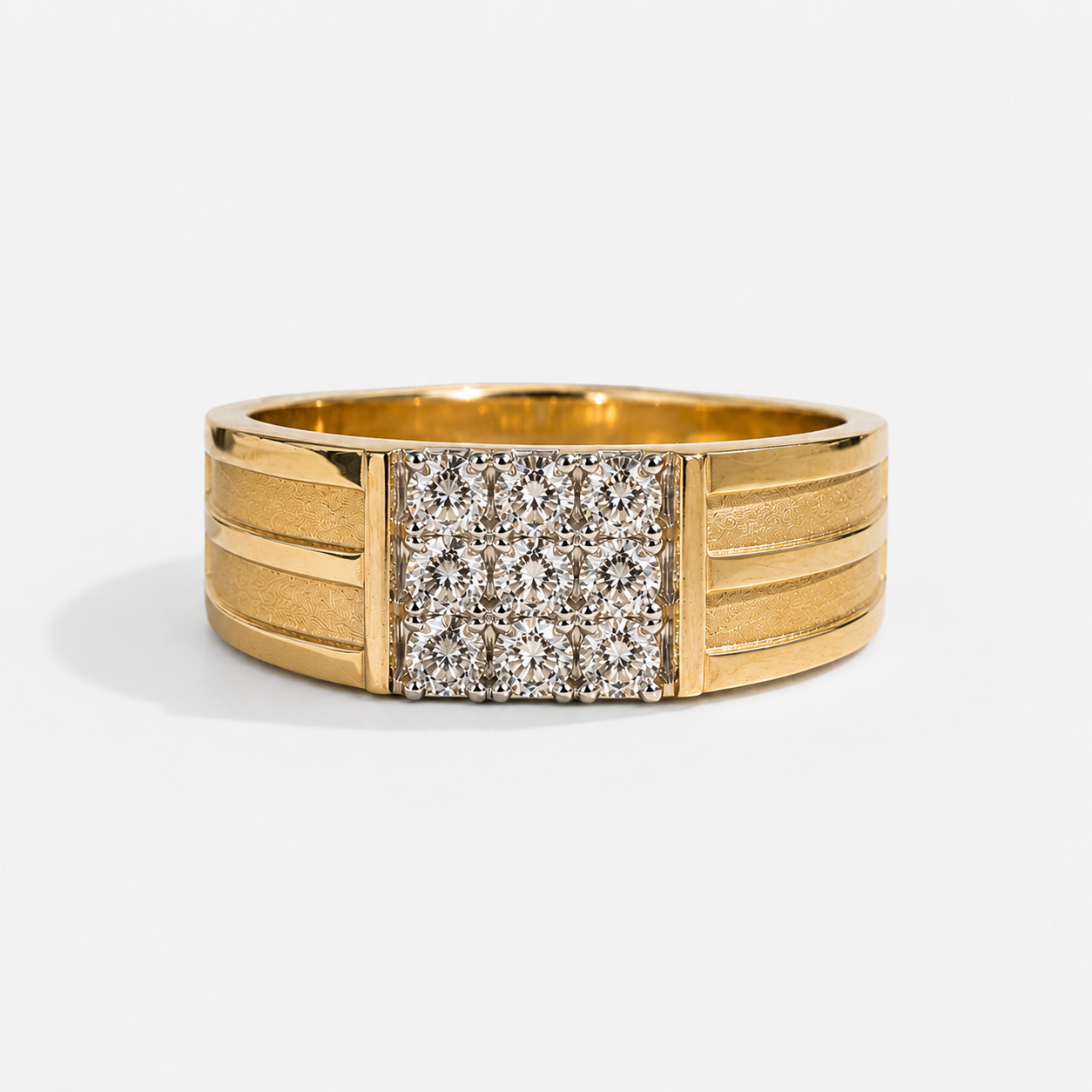 Ribbed Diamond Mens Ring MENS