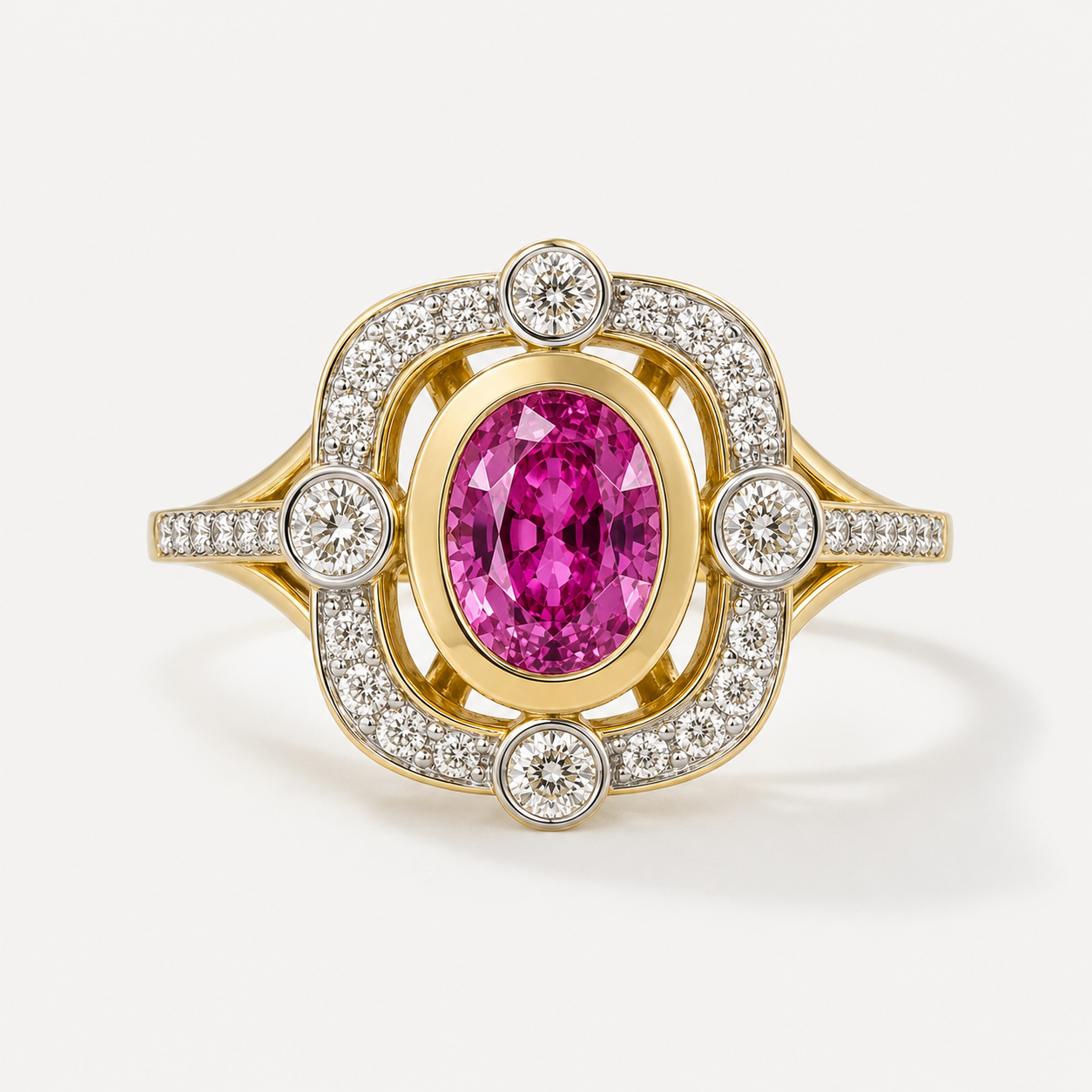 Diamond Portrait Pink Sapphire Ring Pink Sapphire