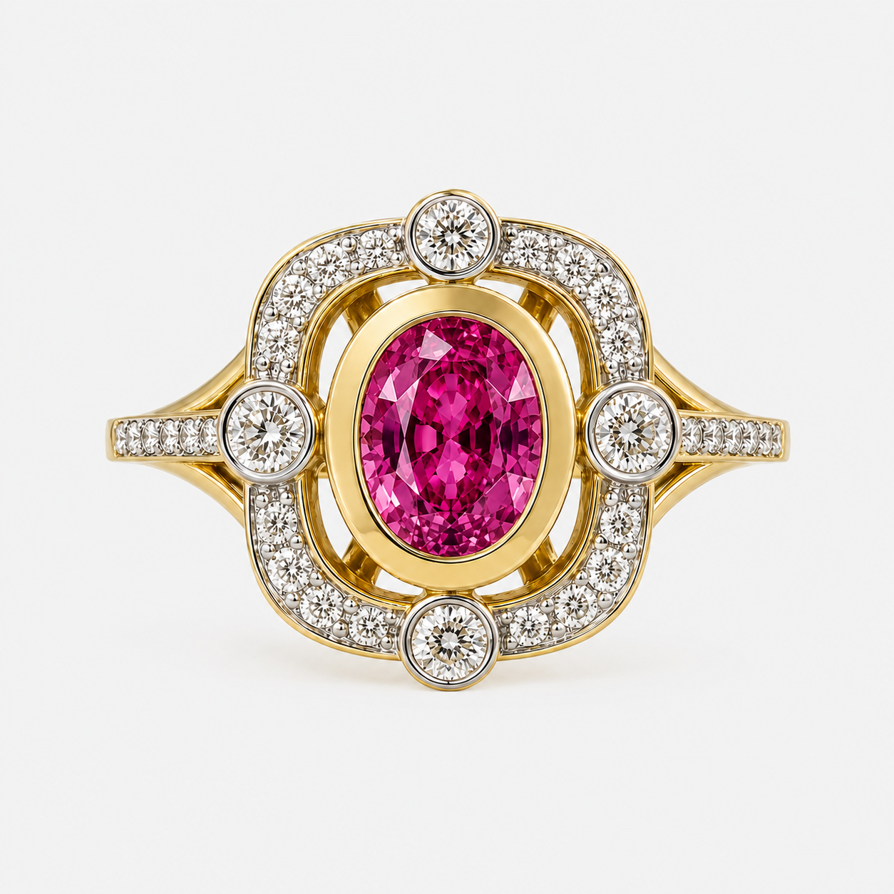 Diamond Portrait Pink Sapphire Ring Pink Sapphire