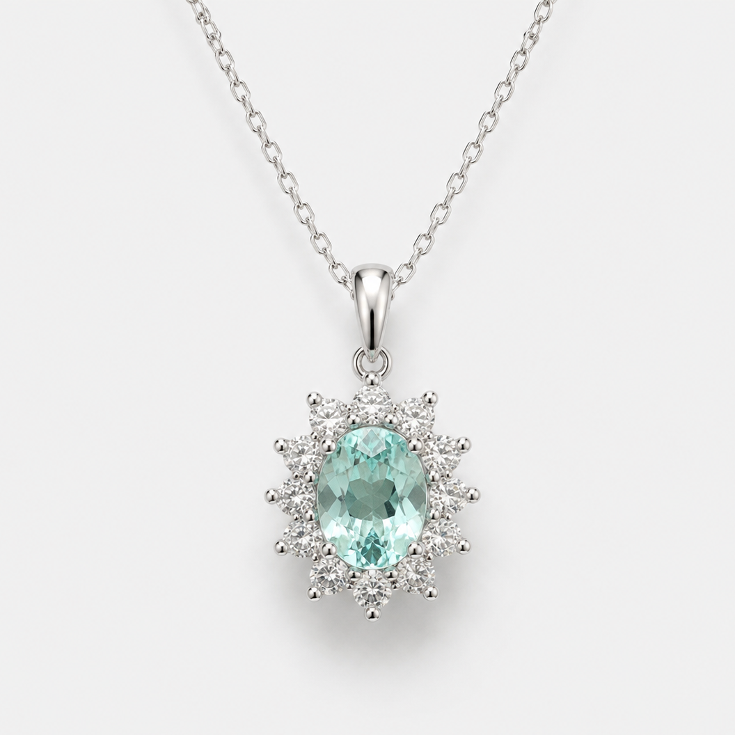 GIA Snowflake Paraiba & Diamond Necklace