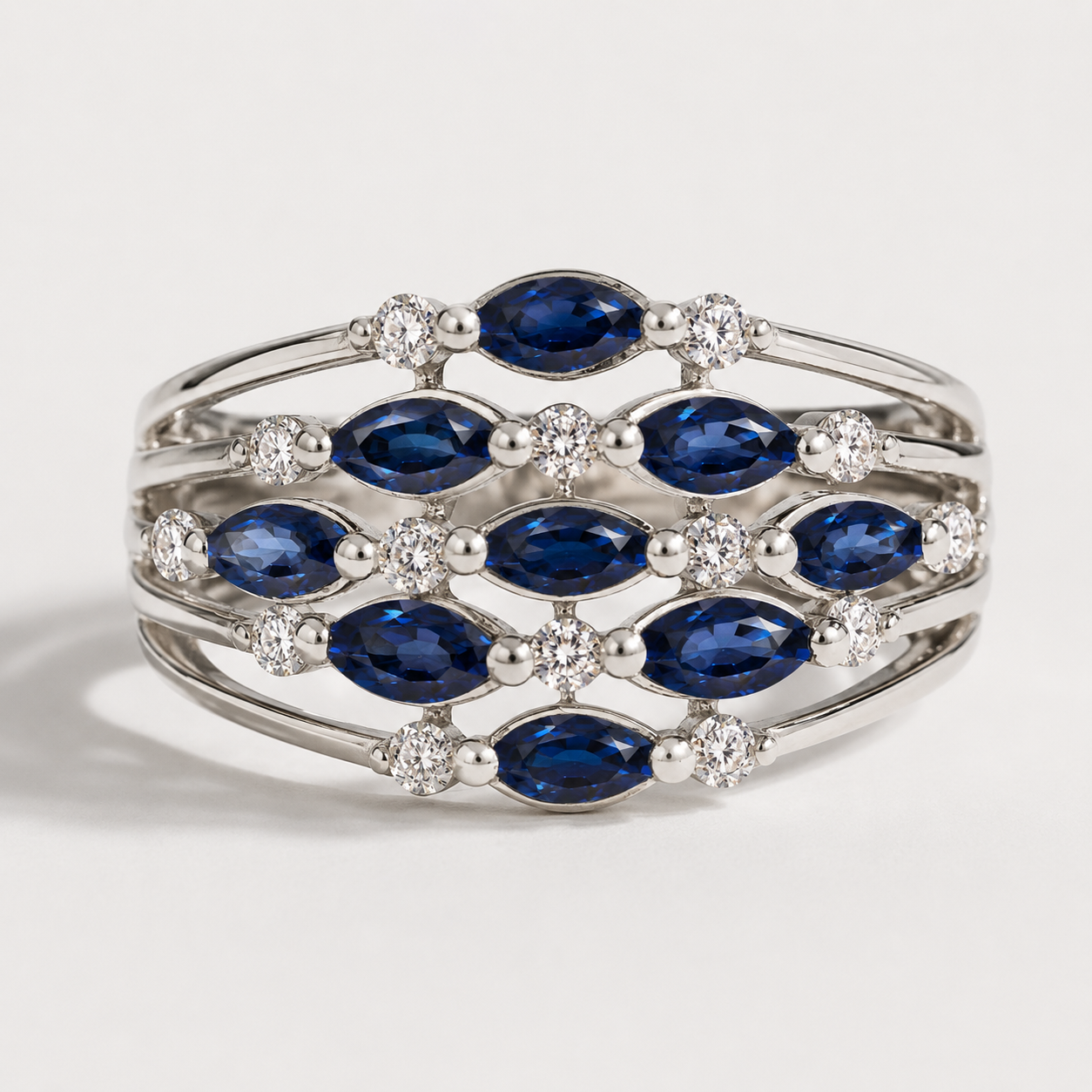 Shimmering Rainfall Sapphire Ring