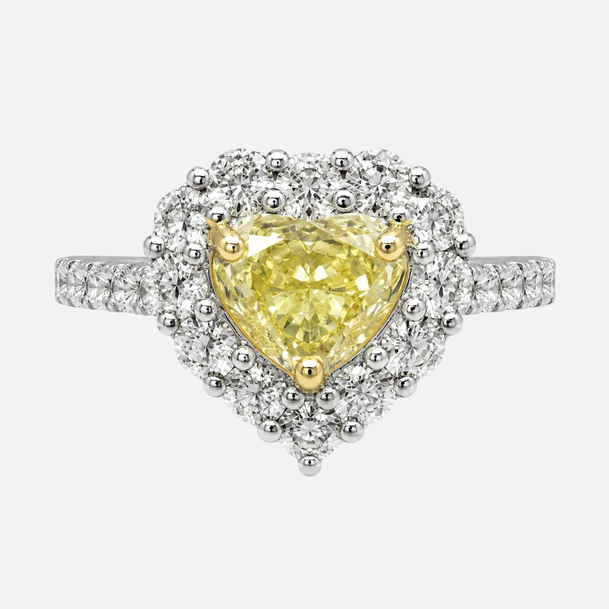 GIA Heart Cut Yellow & White Diamond Ring Yellow Diamond