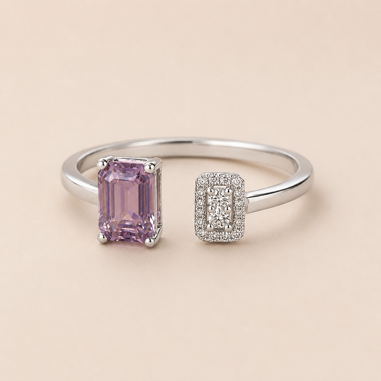 Lilac Non Heat Sapphire Open Ring
