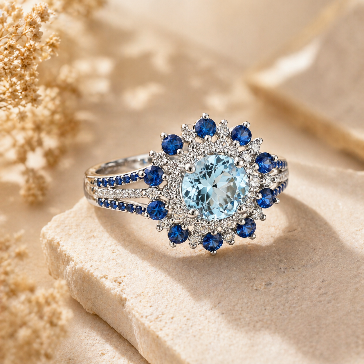 Shades of Blue Aquamarine Ring Aquamarine
