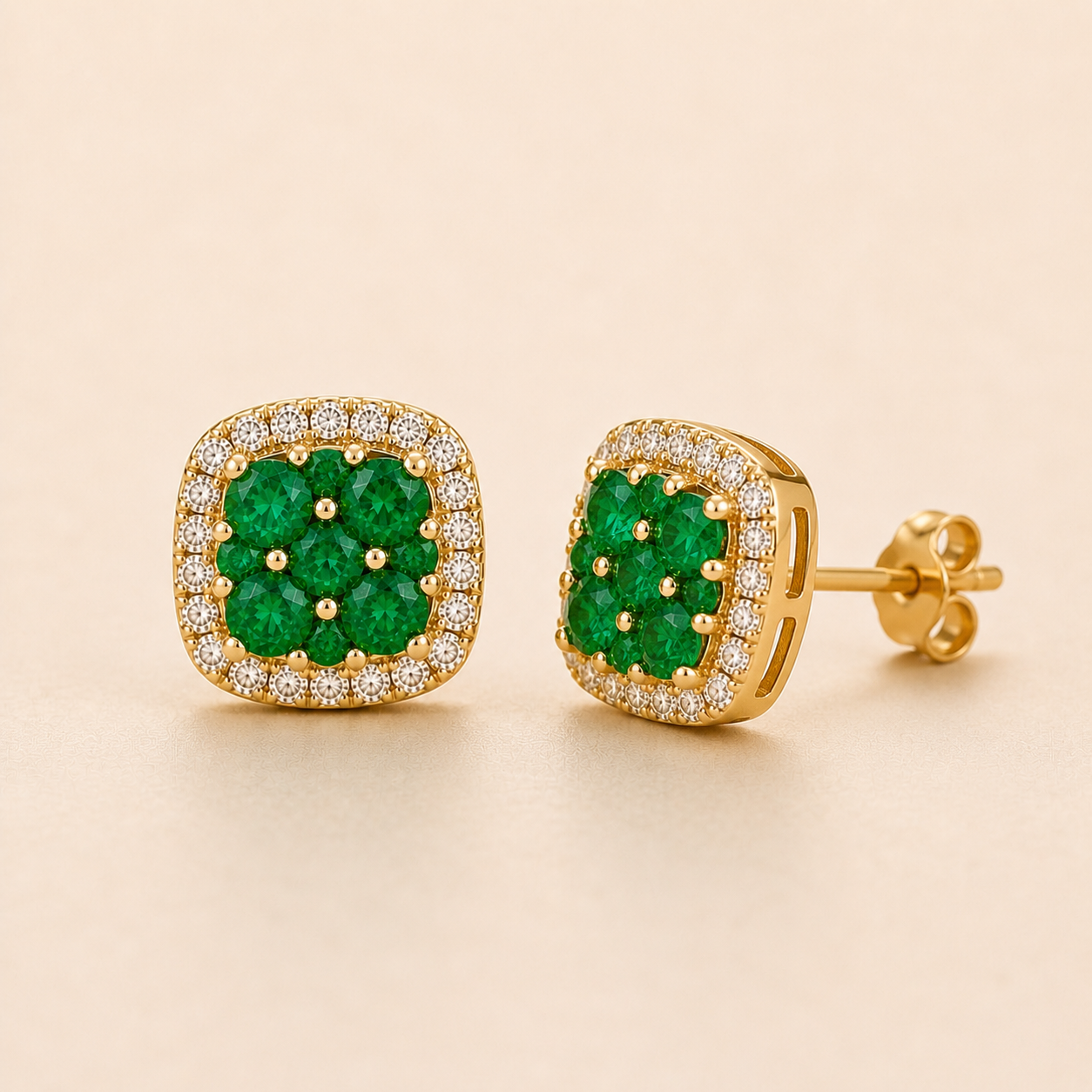 Emerald Mosaic Stud Earrings Signature