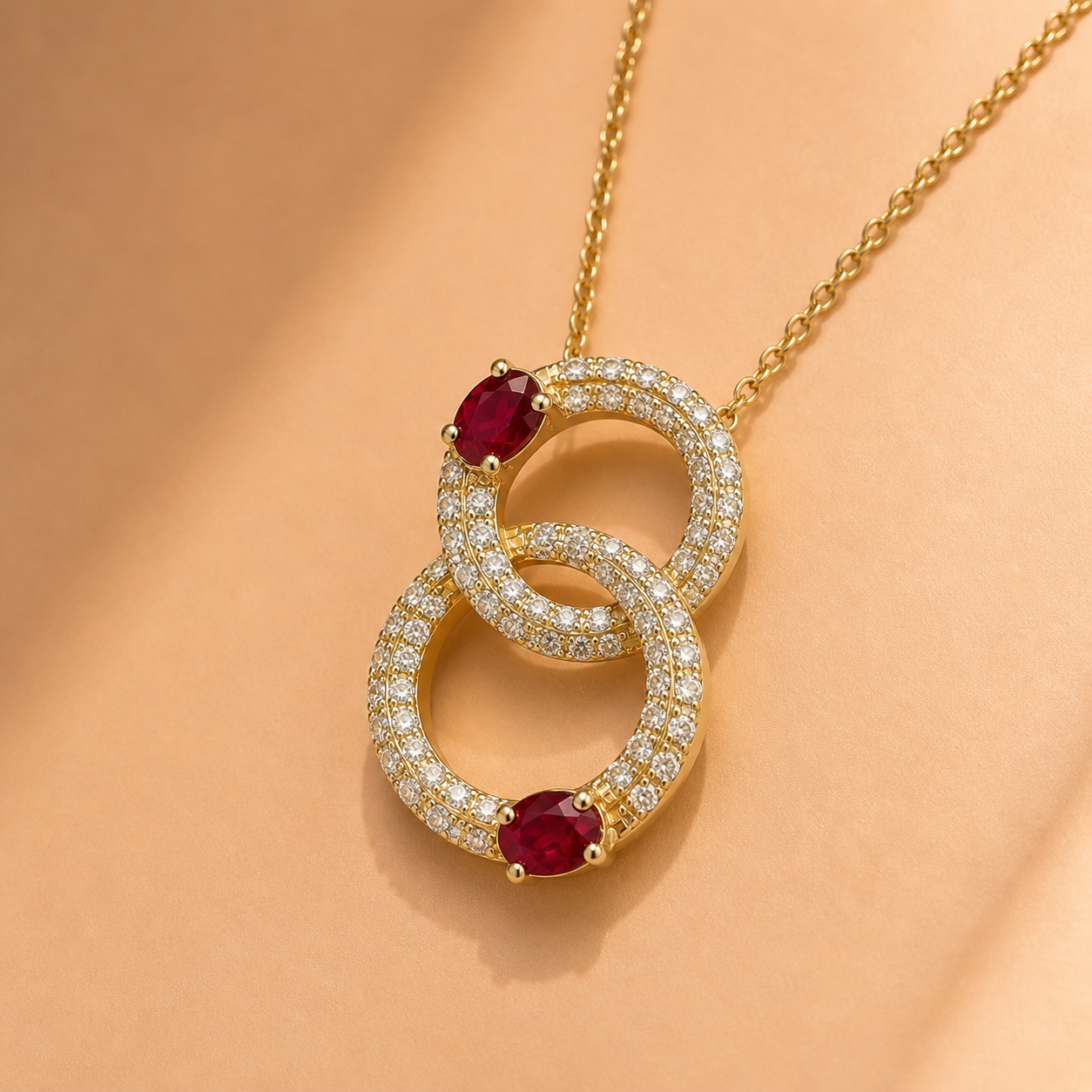 Crimson Halo Connection Necklace Ruby