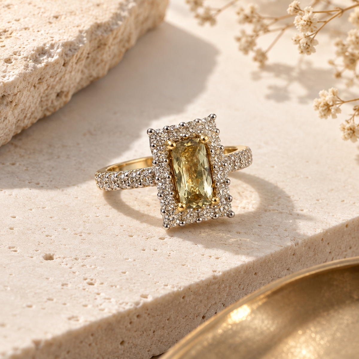 Baguette Halo Csarite Ring