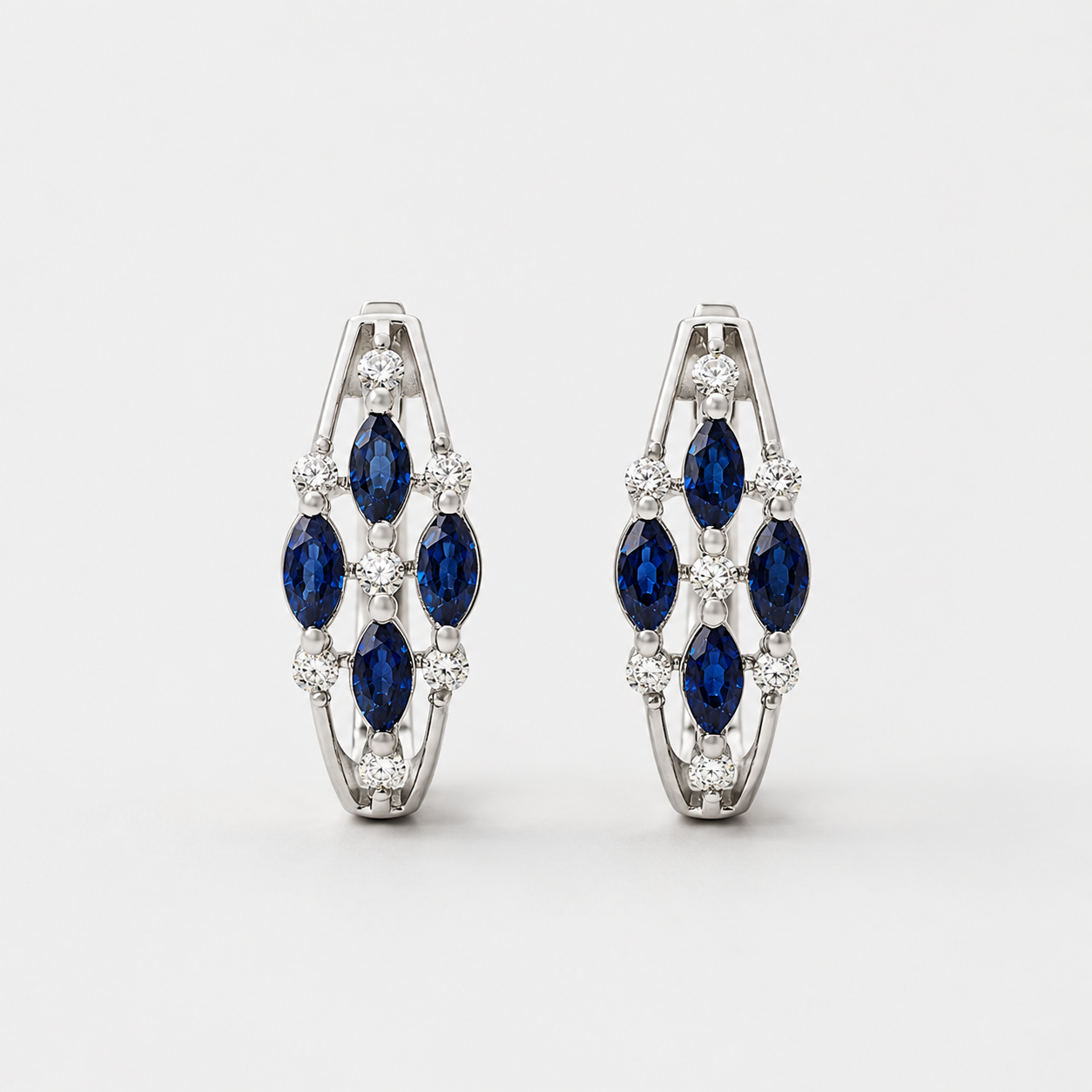 Shimmering Rainfall Sapphire Hoops