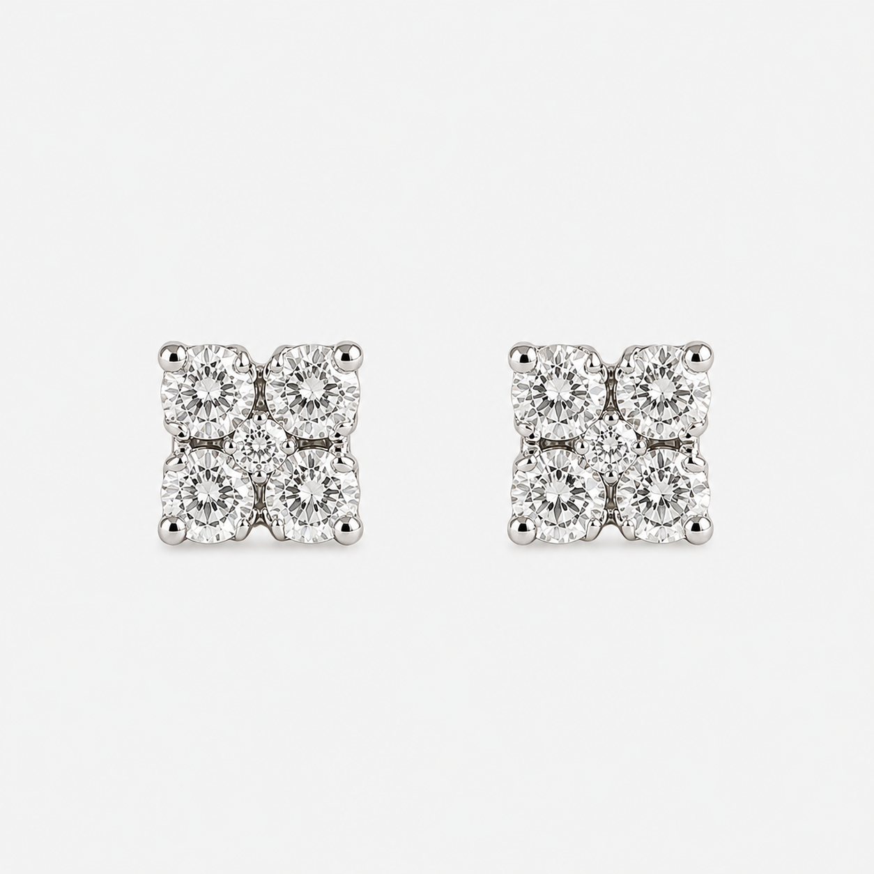 Diamond Clover Studs White Diamond