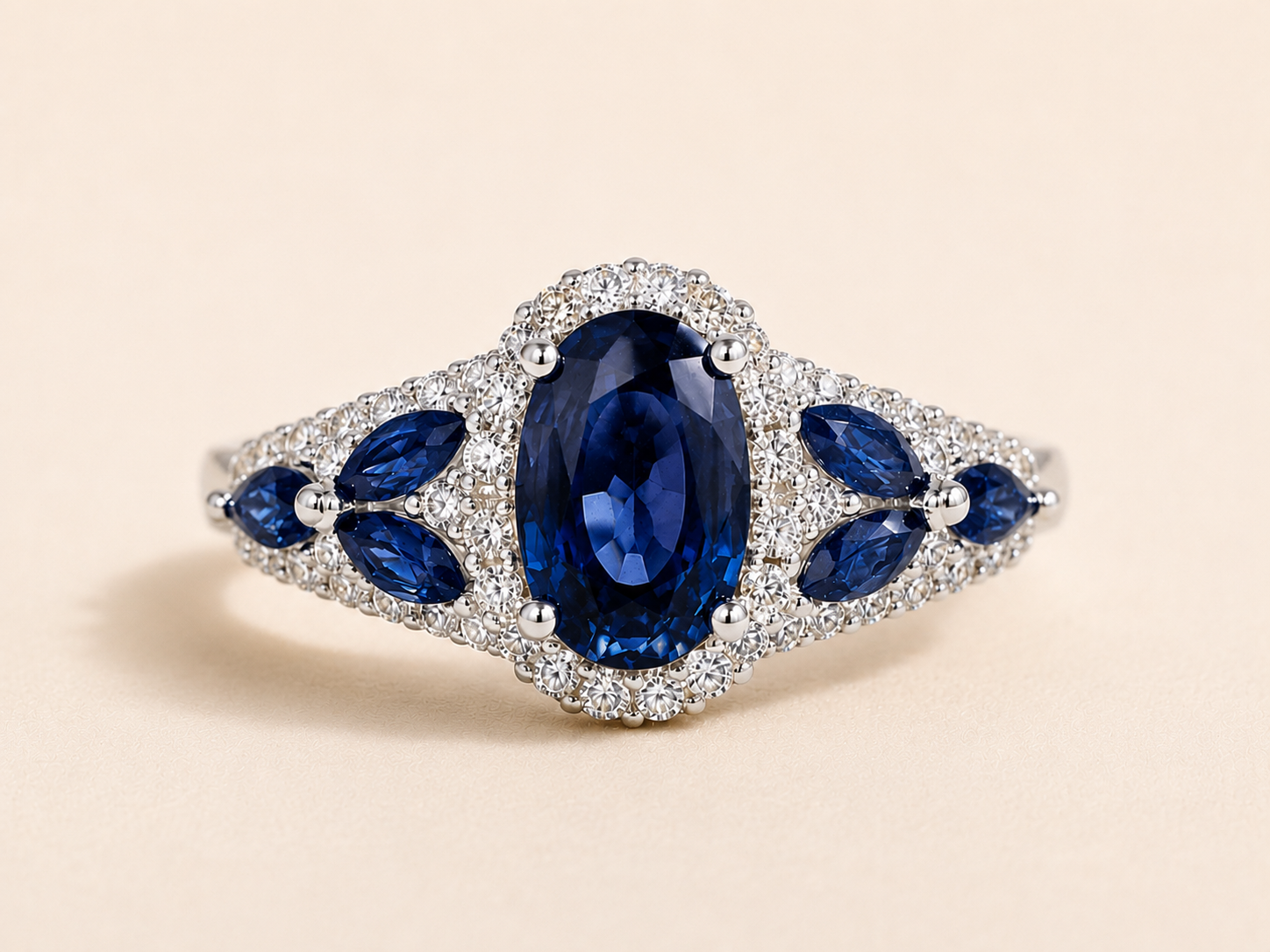 Leaves of Blue Sapphire Ring Blue Sapphire