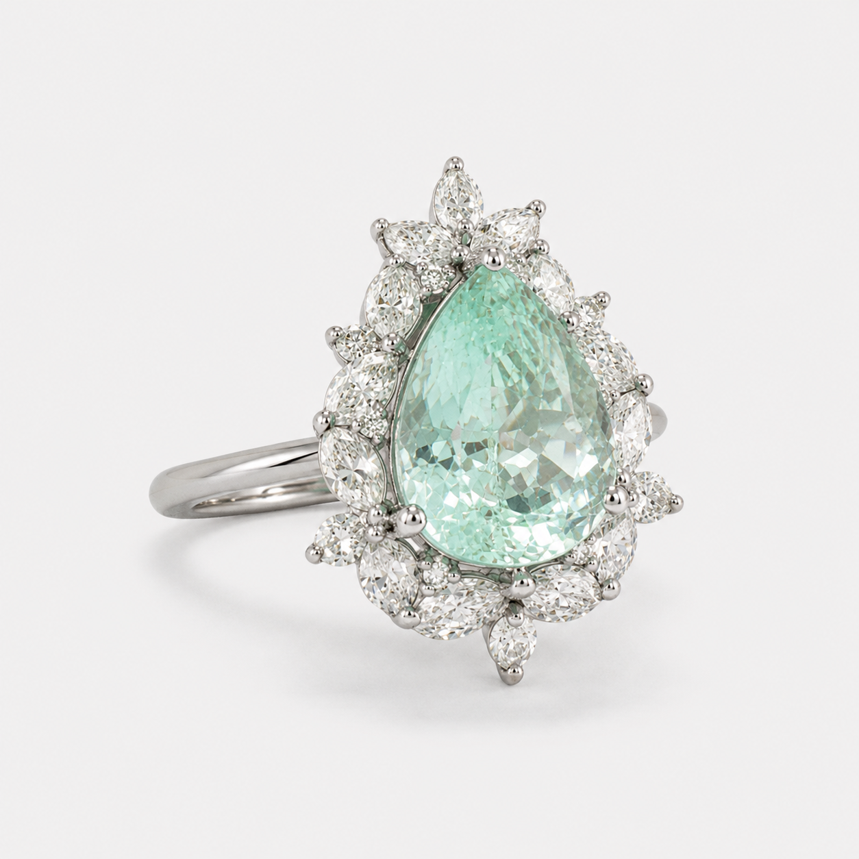Ice Queen Pear Paraiba & Diamond Ring KALLATI