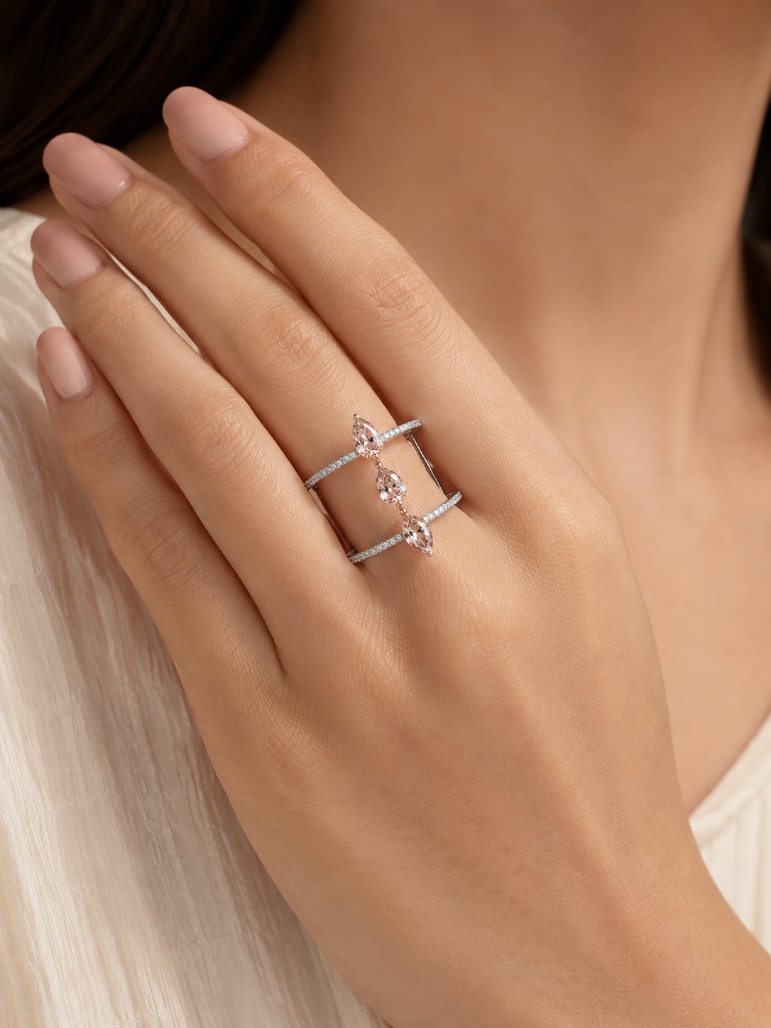 Tear Drop Morganite Fashion Ring Morganite
