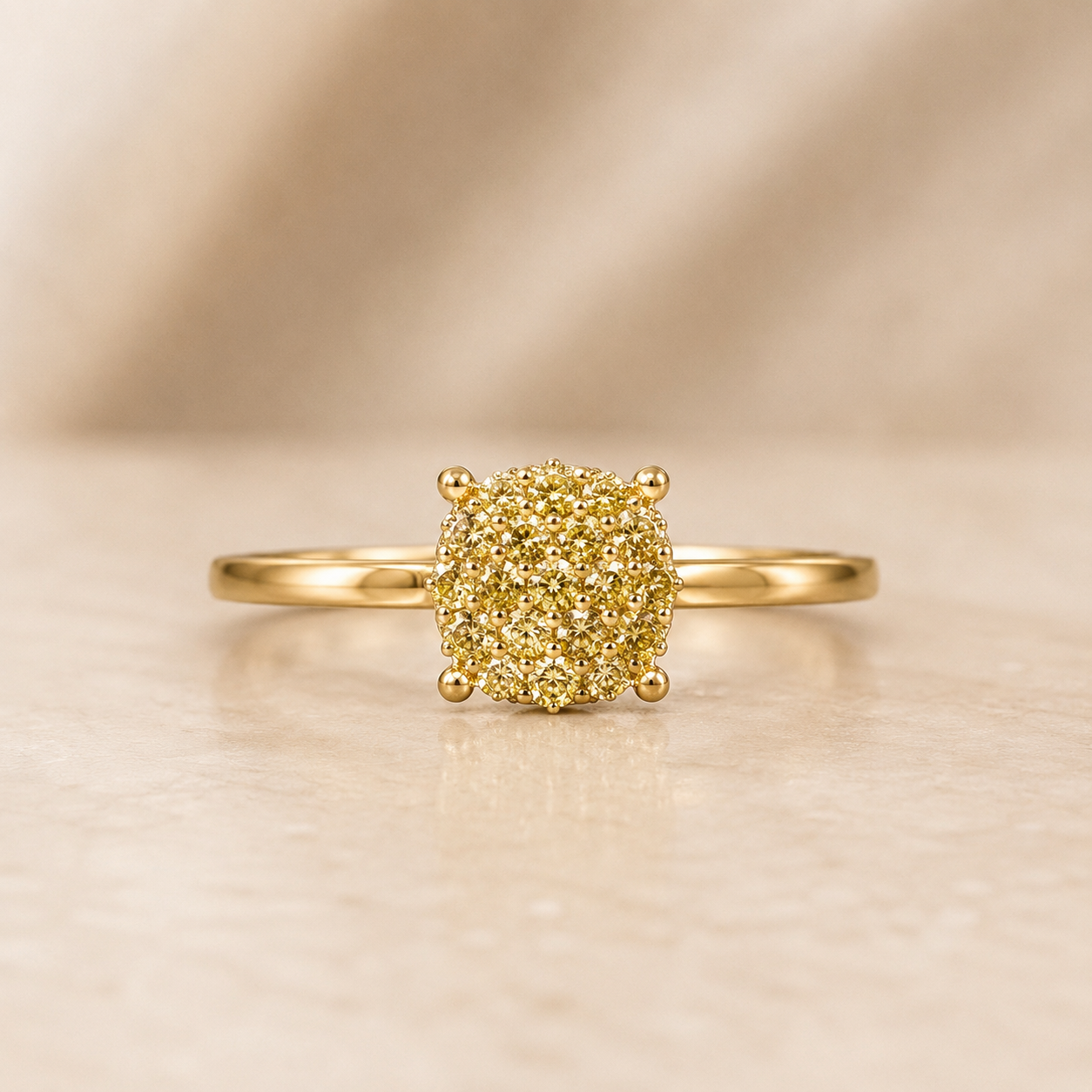 Cluster Yellow Diamond Ring Yellow Diamond