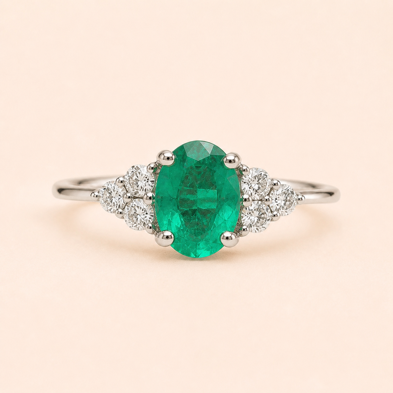 Colombian Emerald Trio Diamond Ring Emerald