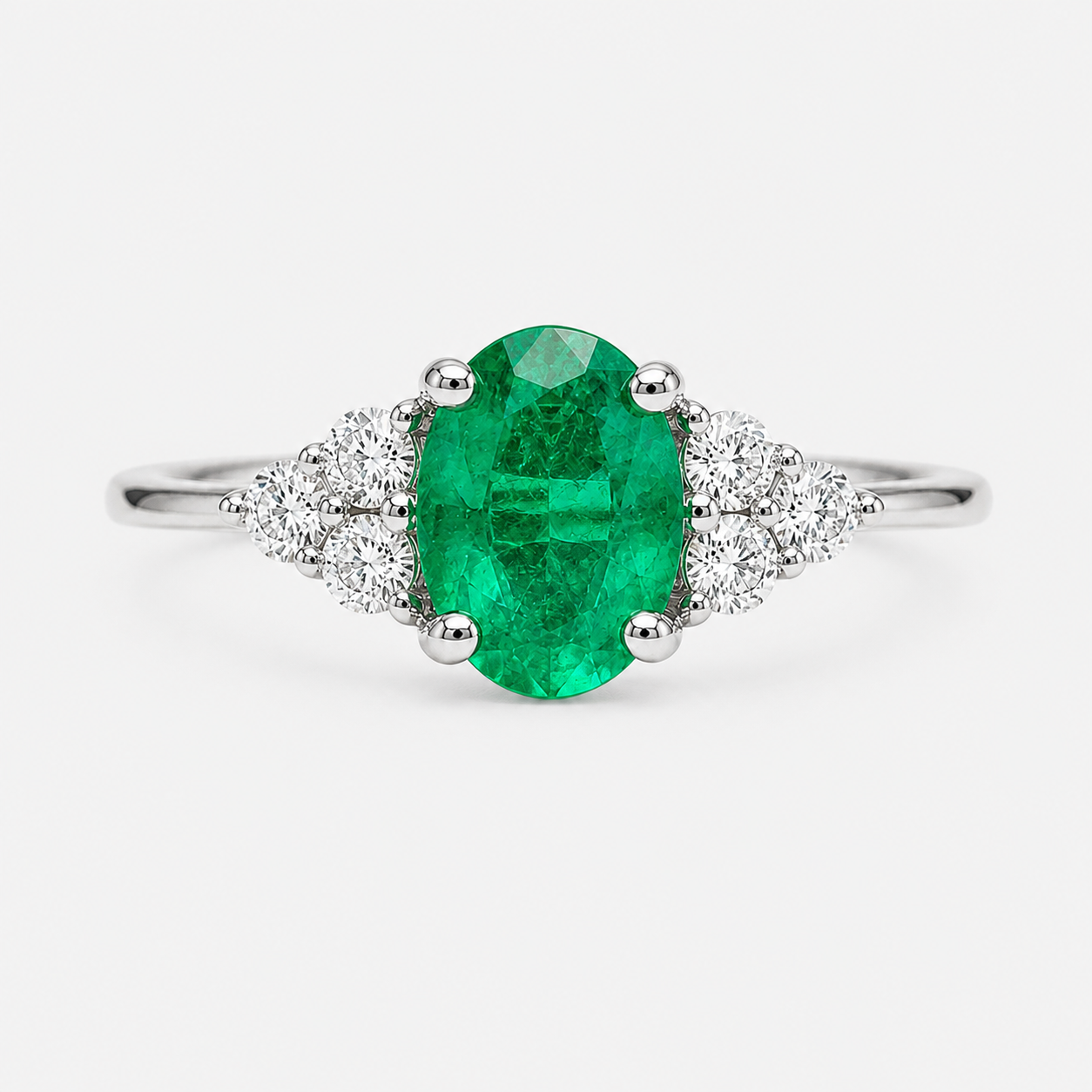 Colombian Emerald Trio Diamond Ring Emerald