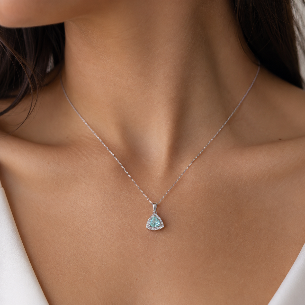 Trillion Paraiba & Diamond Necklace
