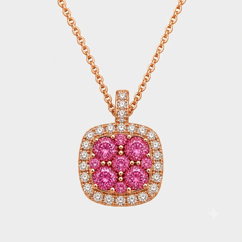 Pink Sapphire Mosaic Pendant Signature