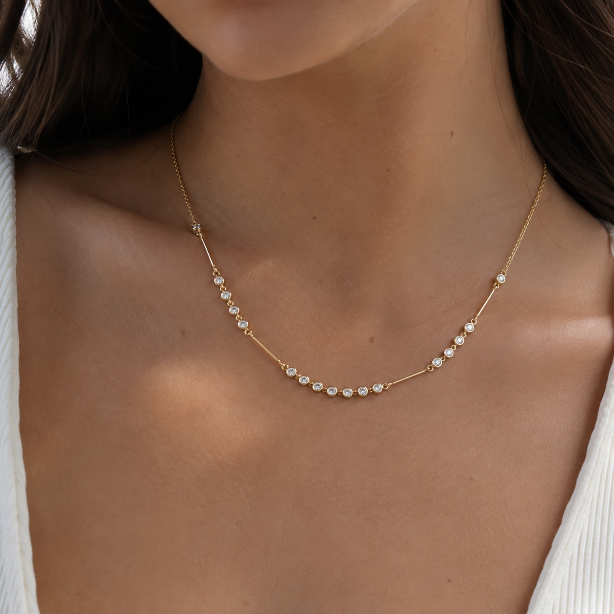 Diamond Bubble Tennis Necklace BOLD GOLD
