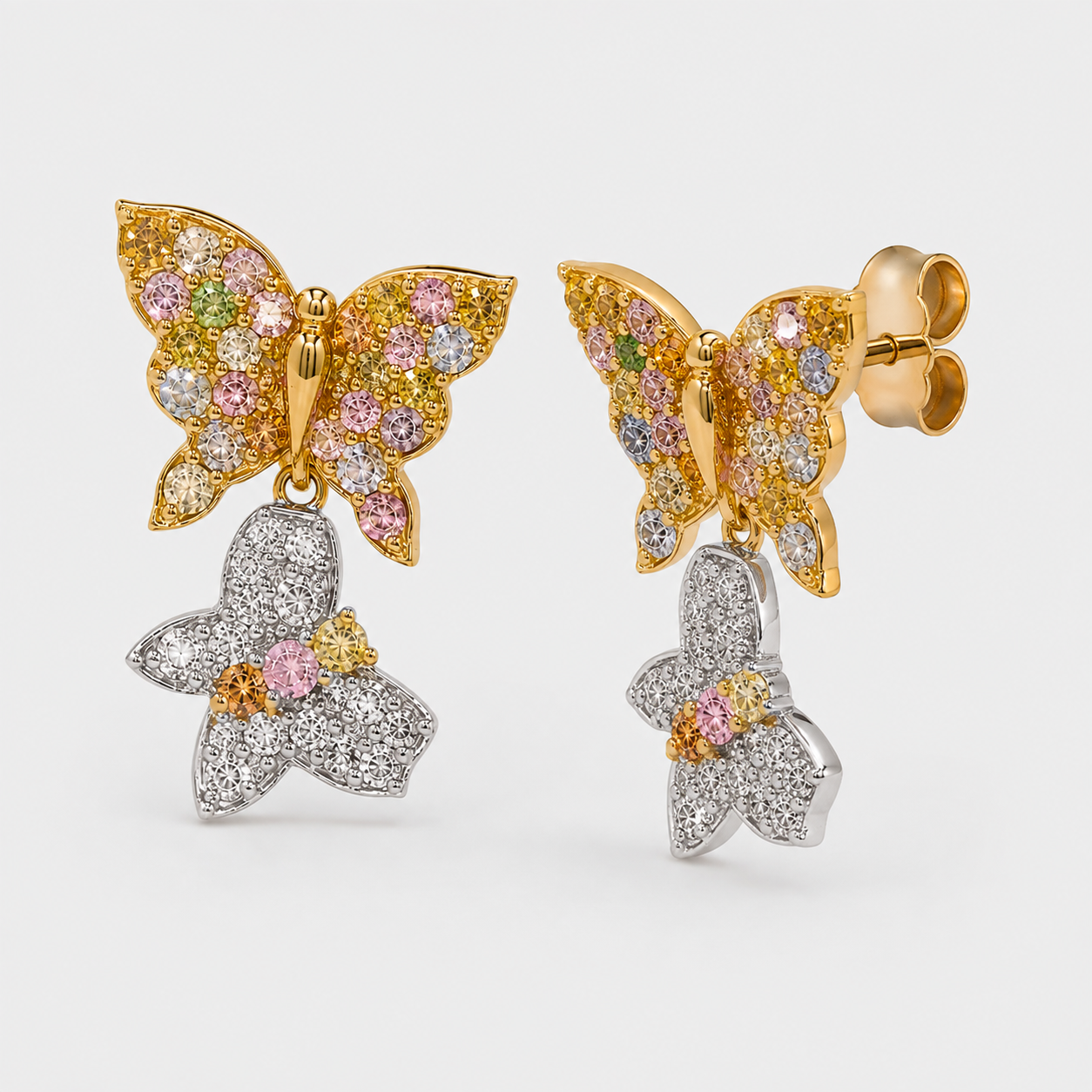 Rainbow Butterfly Dangle Earrings