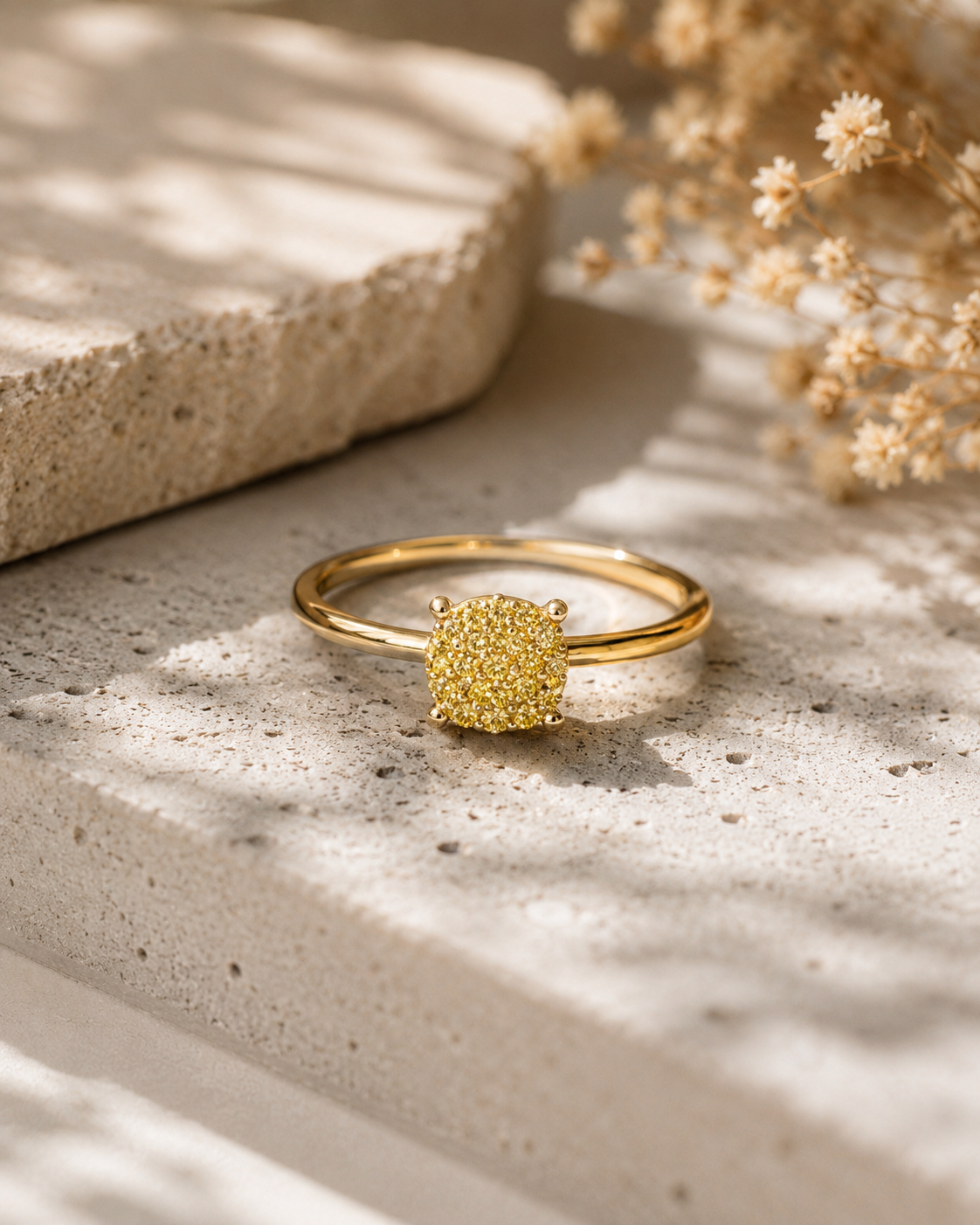Cluster Yellow Diamond Ring Yellow Diamond
