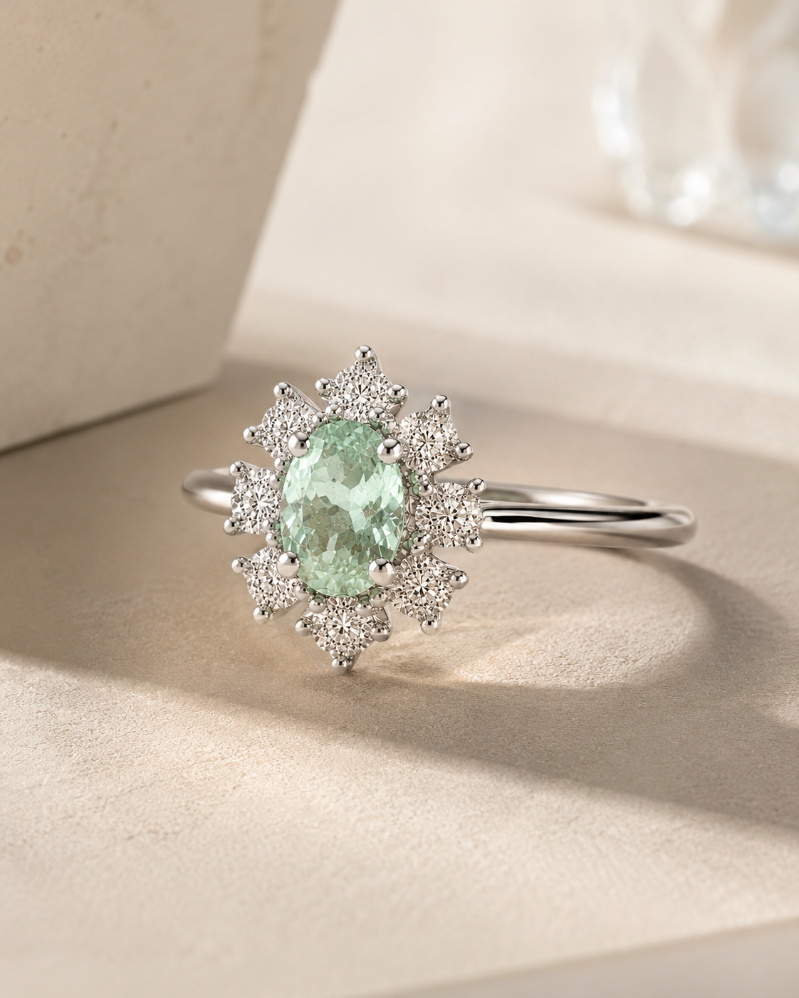 Baby Petunia Paraiba & Diamond Ring
