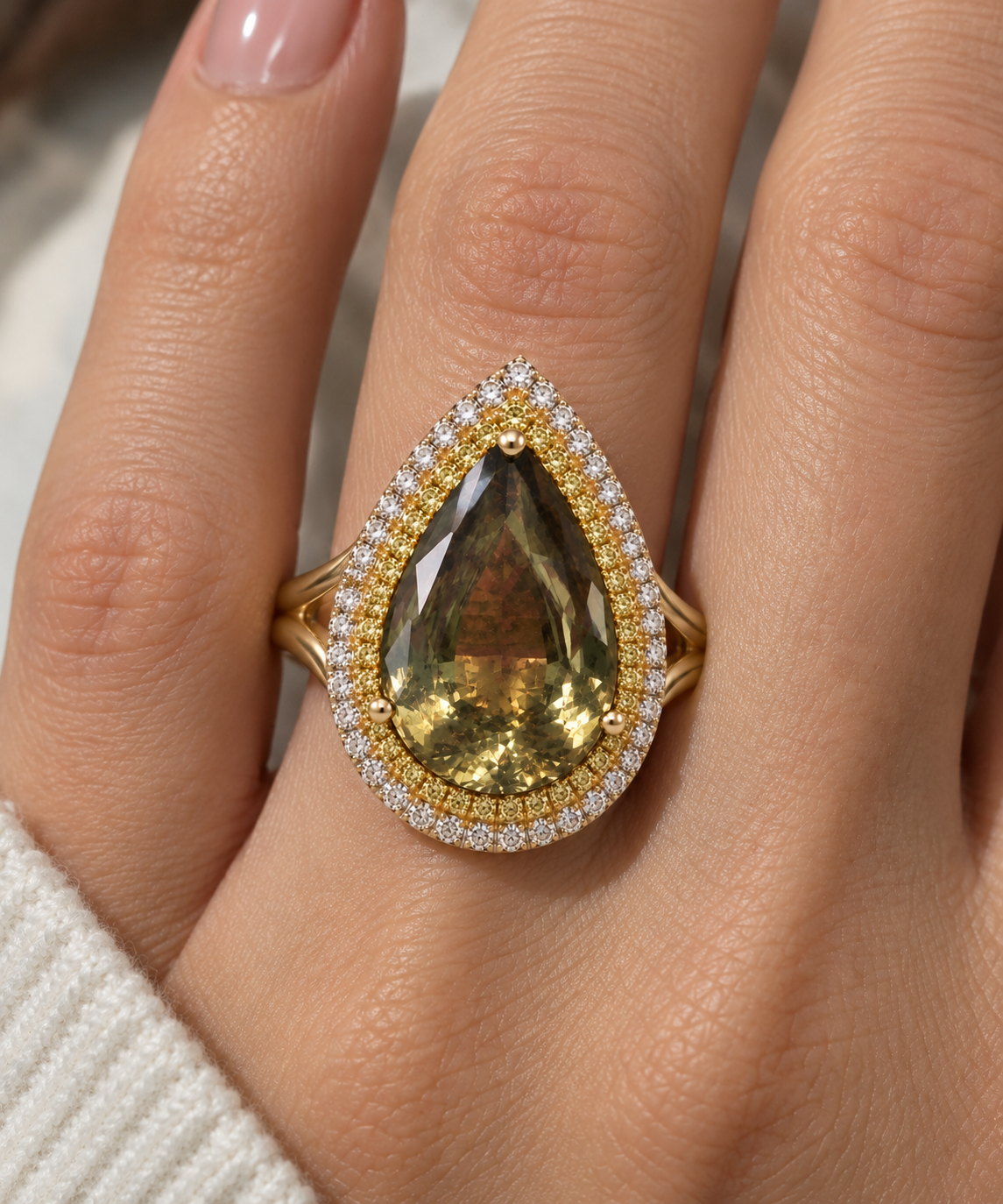 Certified Birds Eye Csarite & Diamond Ring
