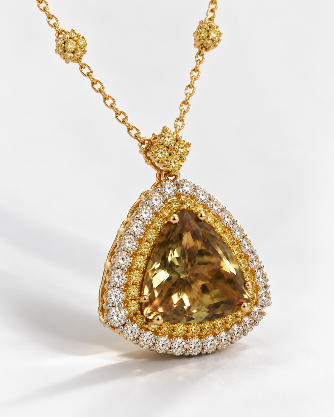 Certified Golden Csarite & Diamond Necklace