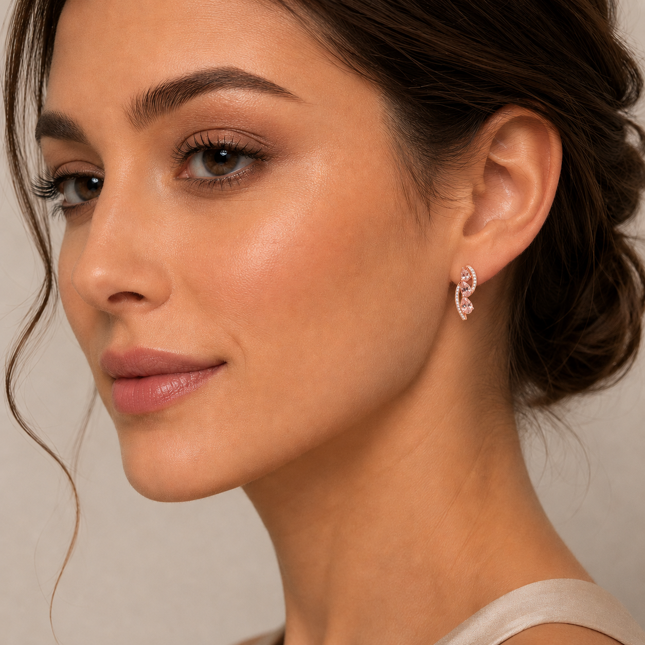 Twisting Tear Drop Morganite Hoops Morganite