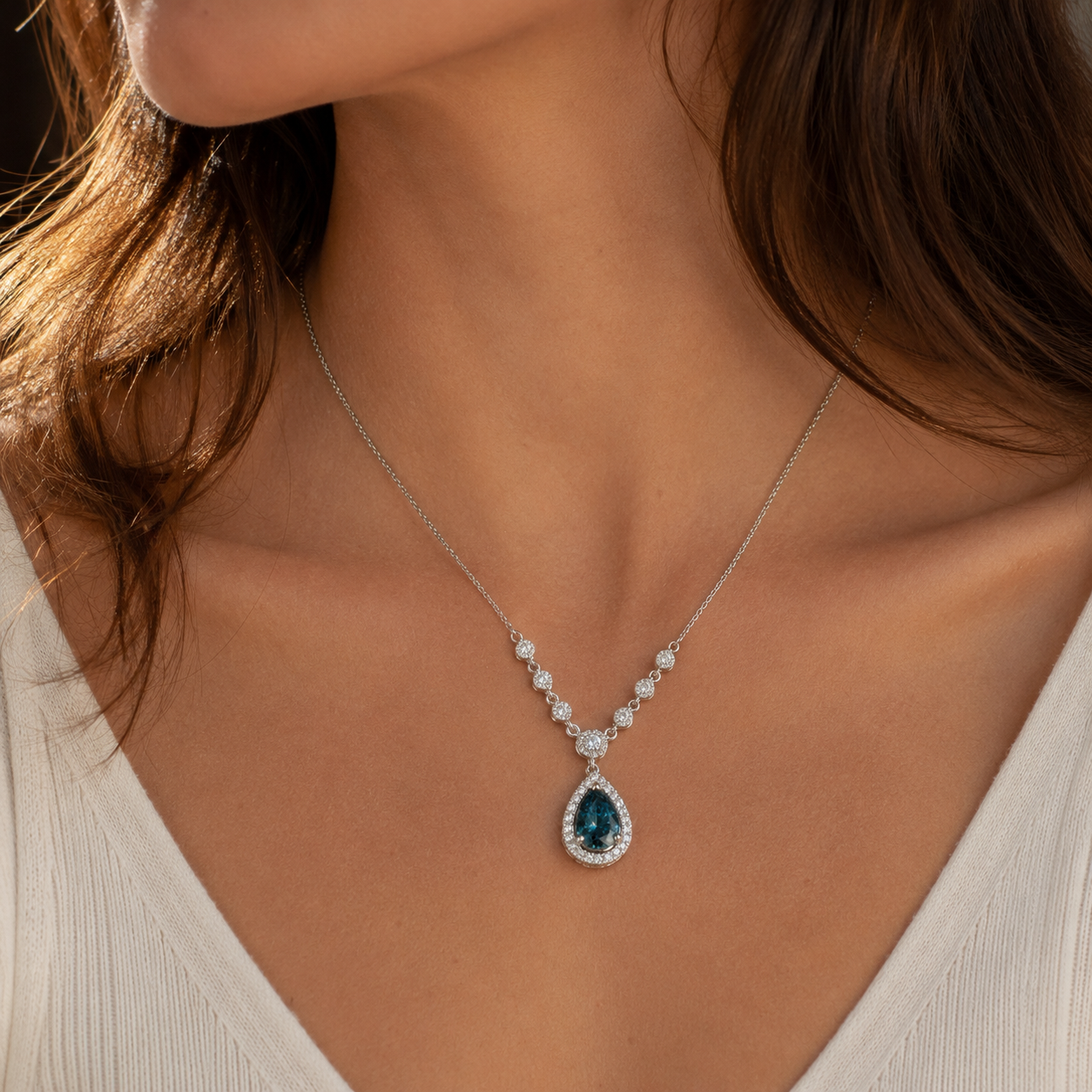 Certified Blue Diamond Drip Necklace