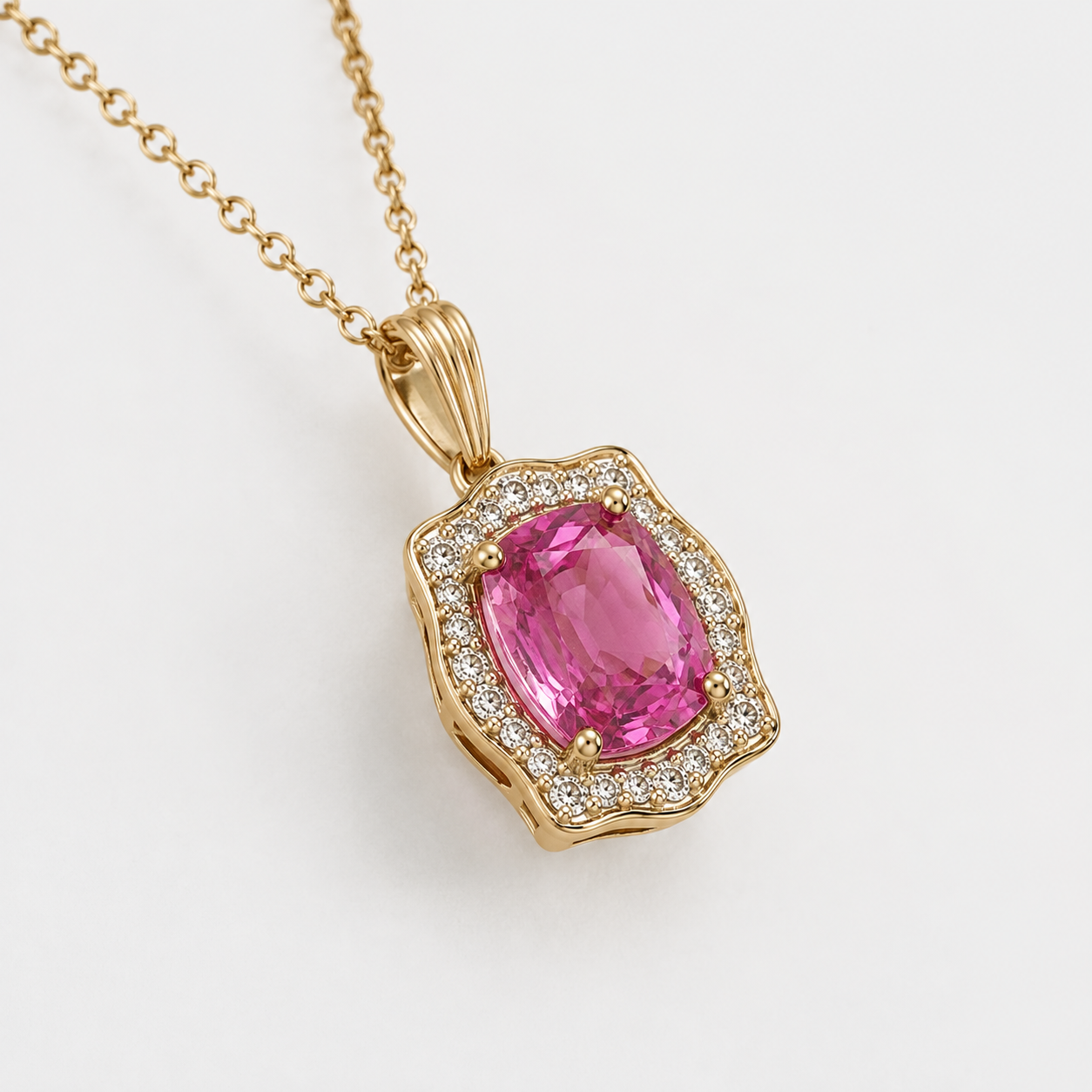 Certified Non Heat Pink Portrait Necklace