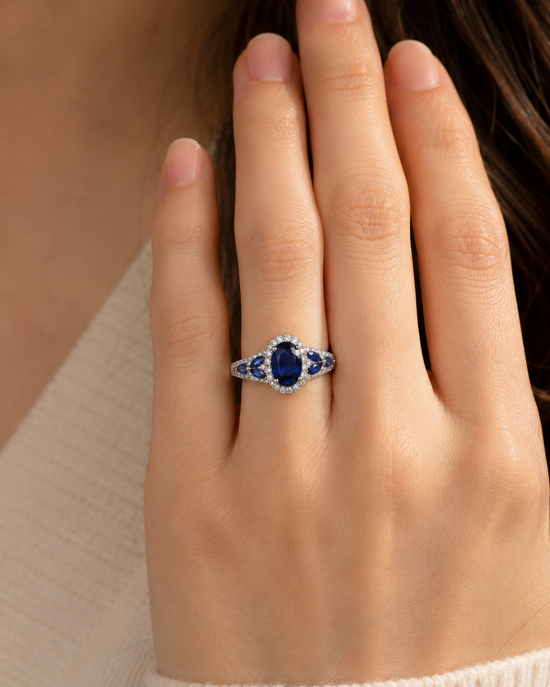 Leaves of Blue Sapphire Ring Blue Sapphire