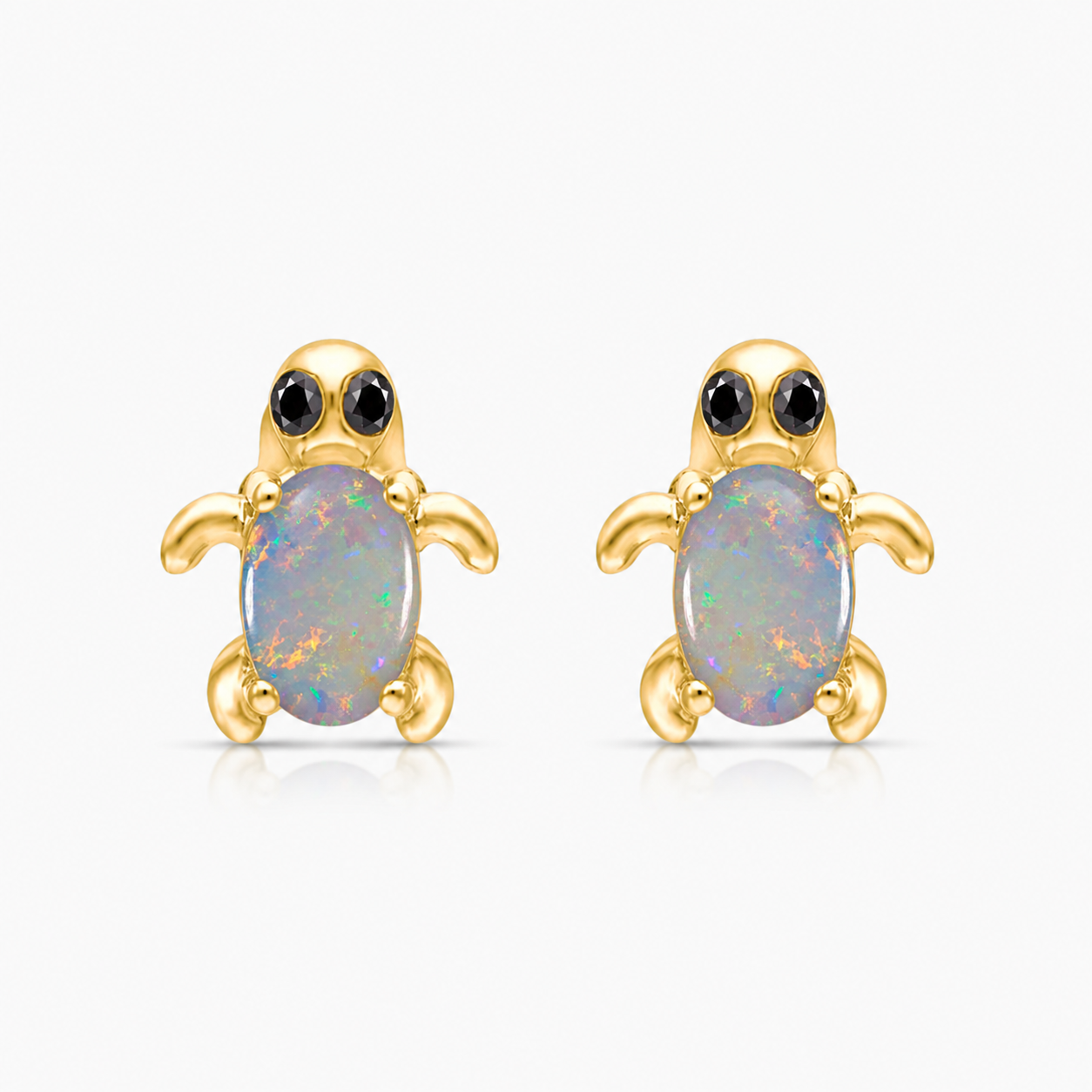 Baby Turtle Opal & Diamond Studs