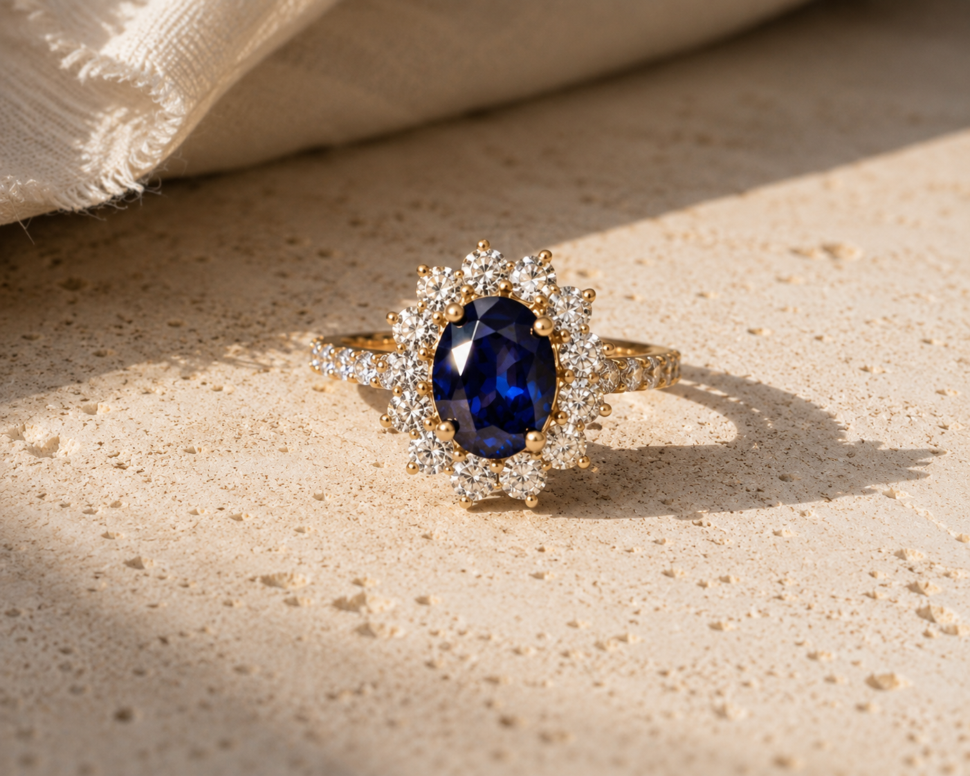 Sapphire & Diamond Thistle Ring