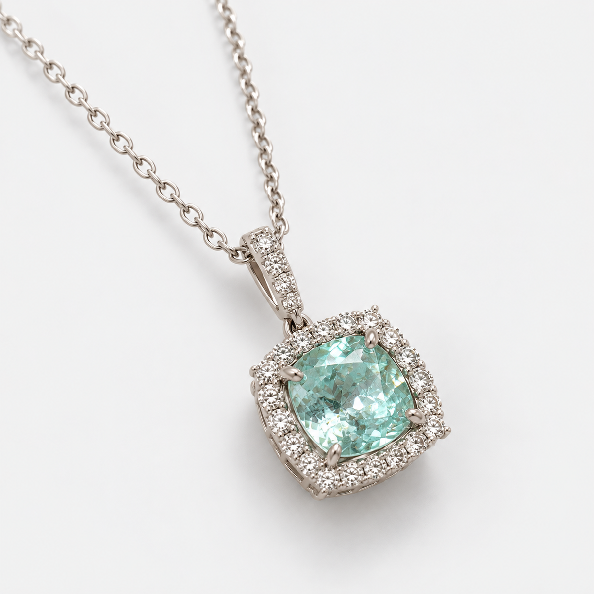 Glass Cushion Certified Paraiba Pendant