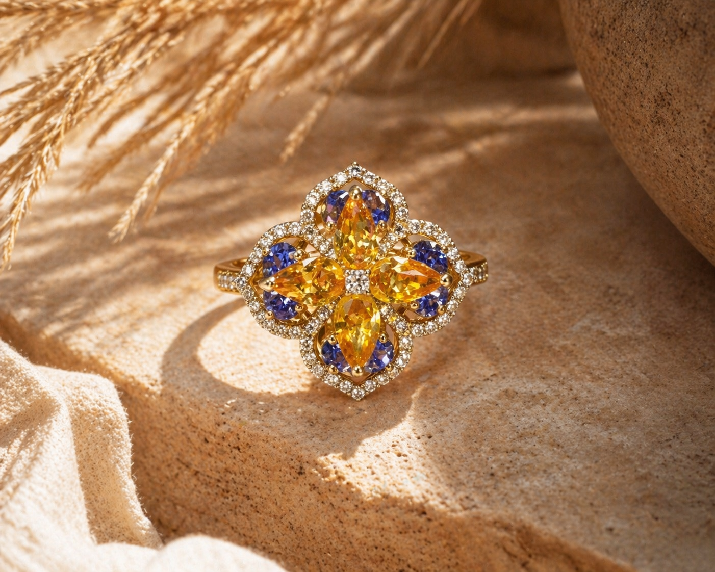 Golden Blossom Tanzanite Ring Tanzanite