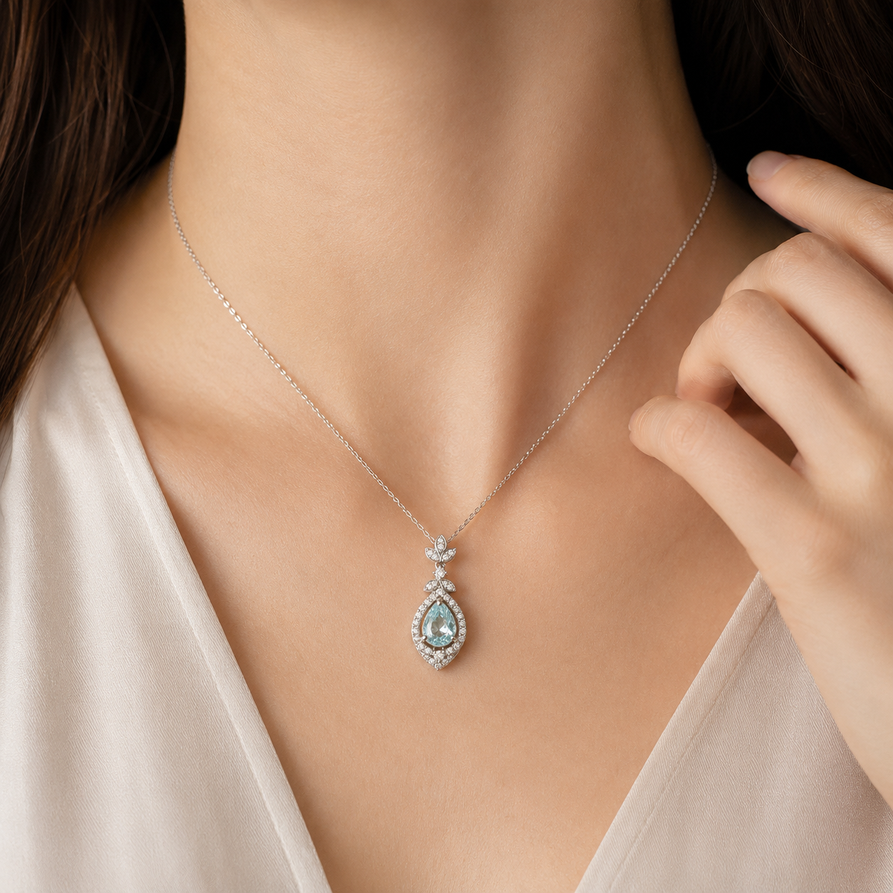 Certified Icicle Pariaba & Diamond Necklace