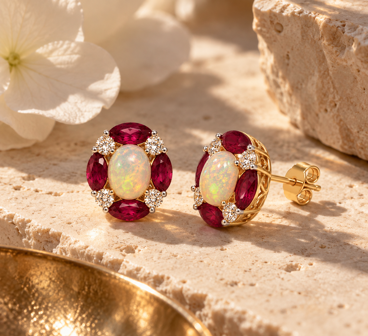 Radiant Ruby Opal Studs
