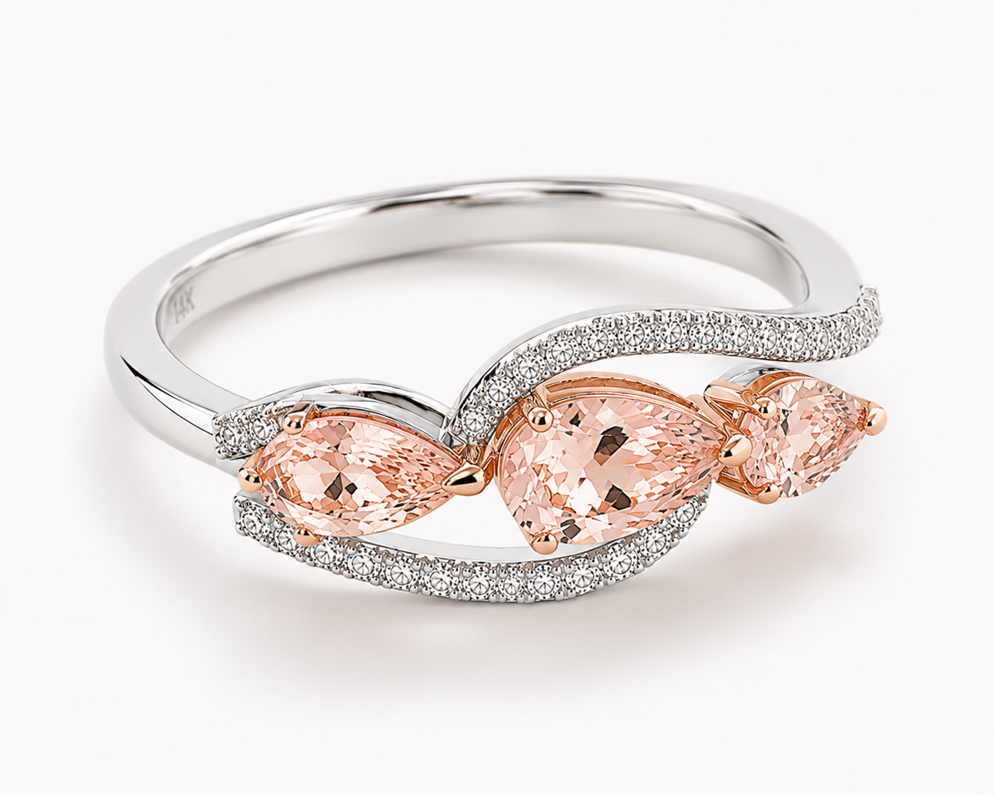 Twisting Tear Drop Morganite Band Morganite