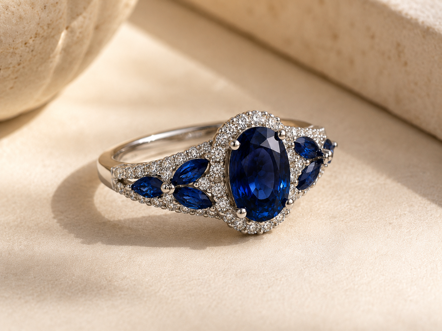Leaves of Blue Sapphire Ring Blue Sapphire
